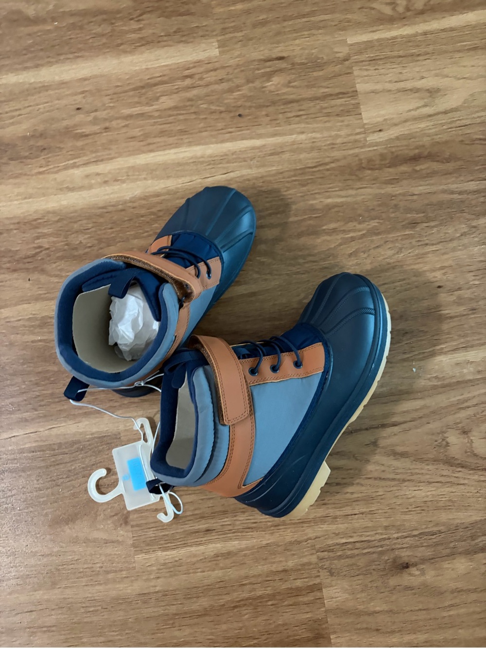 The Children's Place Boys Navy Blue and Tan Winter Boots